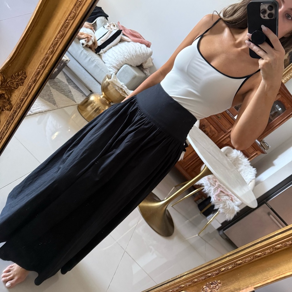 H&M cream  and Black Scoop Neck Bodysuit